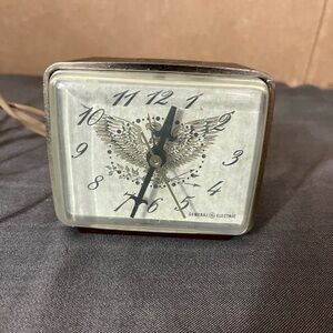 Vintage Electric Alarm Clock GE Model 7400 Gold Bald Eagle design